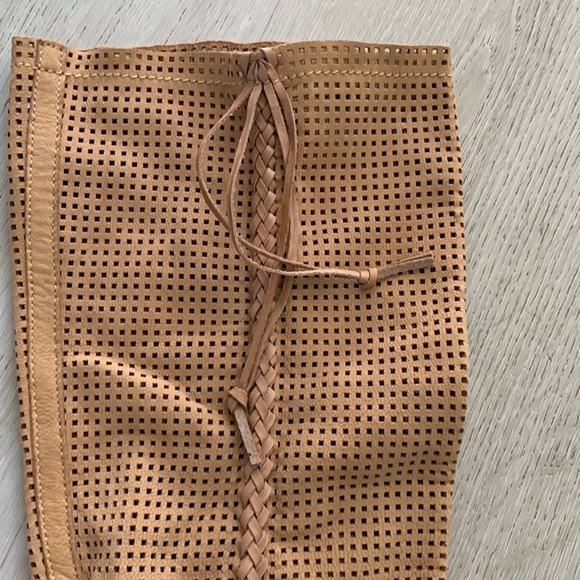 Anthropology BACIO 61 PALPARE Tan Leather KNEE BOOTS braided LEATHER HARNESS 8 - Picture 2 of 13